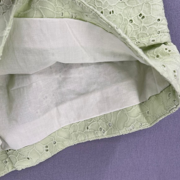 DEREK LAM 10 CROSBY Shorts Womens 10 Matcha Green Monterey Belted Floral Eyelet - Picture 14 of 16